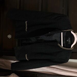 Larry Levine Black Blazer with Gold Chain Accents